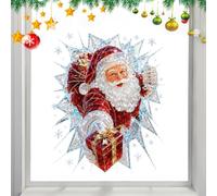 Déco de Noël pour vitres Grand Effet Craquelé Auto-Adhésif Réutilisable | grands autocollants de Noël pour vitre Maison Salon Cuisine Porte Vitrée Miroir Intérieur Fêtes