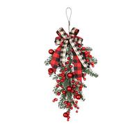 Déco de Noël pré éclairée sans Fil de noël de 23.6 Pouces couronnes de Larmes artificielles pour Porte d'entrée décor de fenêtre Murale extérieure Couronne Fleur Suspendre (B One Size)