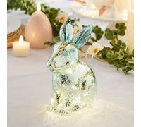Déco de Pâques Lapin Lumineux en Verre Moucheté