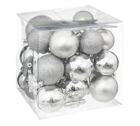 Déco de Sapin de Noël - Feeric Christmas - Kit 35 pièces - Argenté - Boules et Flocons - PVC