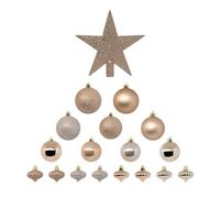 Déco de Sapin de Noël Kit de 18 pièces Boules et Cimier - Beige Nude - Feeric Christmas