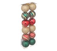 Déco de Sapin Lot de 12 Boules de Noël D 4 cm - Vert Rouge et Or - Feeric Christmas
