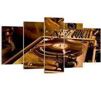 Deco Décoration Salon Disco danse musique rythme Moderne Impression sur Toile Image Tableau Decoration Murale Chambre Triptyque 5 parties Art Wall Tableaux Dec 200 x 100 cm. (sans cadre)