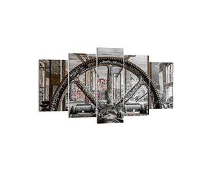Deco Décoration Salon Machine Industrielle Graffiti Moderne Impression sur Toile 160x85cm Image Tableau Decoration Murale Chambre Triptyque 5 parties Art Wall Tableaux Decoratifs Muraux EA160x85-4304