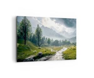 Deco Décoration Salon Paysage De Montagne Rivière Forêt Moderne Impression sur Toile 120x80cm Image Tableau Decoration Murale Chambre Horizontal Art Wall Tableaux Decoratifs Muraux AA120x80-5333