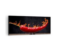Deco Décoration Salon Piment paprika organique agriculture Moderne Impression sur Toile 120x50cm Image Tableau Decoration Murale Chambre Panoramique Art Wall Tableaux Decoratifs Muraux AB120x50-3193