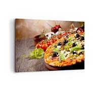 Deco Décoration Salon Pizza Nourriture Italie tradition Moderne Impression sur Toile 120x80cm Image Tableau Decoration Murale Chambre Horizontal Art Wall Tableaux Decoratifs Muraux AA120x80-2791