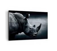 Deco Décoration Salon Rhinocéros Noir Et Blanc Portrait Moderne Impression sur Toile 120x80cm Image Tableau Decoration Murale Chambre Horizontal Art Wall Tableaux Decoratifs Muraux AA120x80-4347