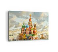 Deco Décoration Salon Russie moscou cathédrale place rouge Moderne Impression sur Toile 120x80cm Image Tableau Decoration Murale Chambre Horizontal Art Wall Tableaux Decoratifs Muraux AA120x80-2821