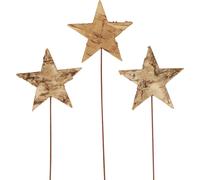 Déco étoiles à piquer écorce d'arbre Avent Noël 24 pcs