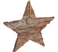 Déco étoiles à suspendre pin naturel écorce, décorations de Noël 15cm, set de 4