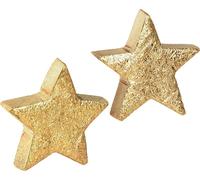 Déco étoiles en bois or naturel bois de mangue Ø5cm 12 pcs