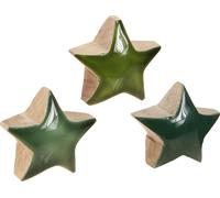 Déco étoiles en bois vert Streudeko Noël 3cm 9 pcs