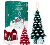 Deco Express Bougies de Noël Lot de 3, Bougies Sapin Maison ou Père Noel, Déco de Table Ambiance d'Hiver, Idee Cadeau Centre de Table (Multi Lot de 3)