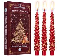 Deco Express Bougies de Noël Lot de 3 ou 6, Bougies Sapin Maison ou Père Noel, Déco de Table Ambiance d'Hiver, Idee Cadeau Centre de Table (Rouge/Or 3 Pcs)