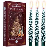 Deco Express Bougies de Noël Lot de 3 ou 6, Bougies Sapin Maison ou Père Noel, Déco de Table Ambiance d'Hiver, Idee Cadeau Centre de Table (Vert/Blanc)