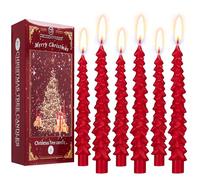 Deco Express Bougies de Noël Lot de 3 ou 6, Bougies Sapin Maison ou Père Noel, Déco de Table Ambiance d'Hiver, Idee Cadeau Centre de Table (Rouge 6 Pcs)