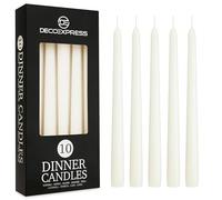 DECO EXPRESS Bougies Pointues Lisses, Lot de 10, Anti-Gouttes et Sans Parfum, Bougie Longue Durée 8h, Saint Valentin et Fetes des Mères Decoration Maison, Idee Cadeau (Blanc - Lot de 10)