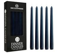 DECO EXPRESS Bougies Pointues Lisses, Lot de 15, Anti-Gouttes et Sans Parfum, Bougie Longue Durée 8h, Saint Valentin et Fetes des Mères Decoration Maison, Idee Cadeau (Bleu nuit - Lot de 15)
