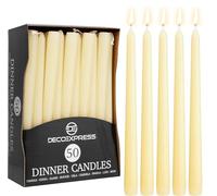 DECO EXPRESS Bougies Pointues Lisses, Lot de 50, Anti-Gouttes et Sans Parfum, Bougie Longue Durée 8h, Saint Valentin et Fetes des Mères Decoration Maison, Idee Cadeau (Crème - Lot de 50)