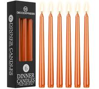 DECO EXPRESS Bougies Pointues Lisses, Lot de 6, Anti-Gouttes et Sans Parfum, Bougie Longue Durée 8h, Saint Valentin et Fetes des Mères Decoration Maison, Idee Cadeau (Orange Métallique - Lot de 6)