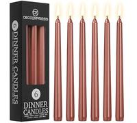 DECO EXPRESS Bougies Pointues Lisses, Lot de 6, Anti-Gouttes et Sans Parfum, Bougie Longue Durée 8h, Saint Valentin et Fetes des Mères Decoration Maison, Idee Cadeau (Cuivre - Lot de 6)