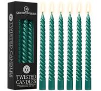 DECO EXPRESS Bougies Torsadées Dîner Lot Bougies de 3 ou 6 Anti-Gouttes Bougies Colorées Bougie Longue Durée 6h Non Parfumée (Pin Métallique - Lot de 6)