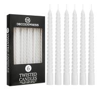 DECO EXPRESS Bougies Torsadées Dîner Lot Bougies de 3 ou 6 Anti-Gouttes Bougies Colorées Bougie Longue Durée 6h Non Parfumée (Blanc, Lot de 6)