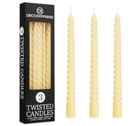 DECO EXPRESS Bougies Torsadées Dîner Lot Bougies de 3 ou 6 Anti-Gouttes Bougies Colorées Bougie Longue Durée 6h Non Parfumée (Ivoire, Lot de 3)