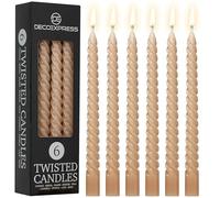DECO EXPRESS Bougies Torsadées Dîner Lot Bougies de 3 ou 6 Anti-Gouttes Bougies Colorées Bougie Longue Durée 6h Non Parfumée (Cappuccino - Lot de 6)