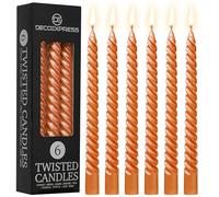 DECO EXPRESS Bougies Torsadées Dîner Lot Bougies de 3 ou 6 Anti-Gouttes Bougies Colorées Bougie Longue Durée 6h Non Parfumée (Orange Métallique - Lot de 6)
