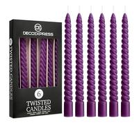 DECO EXPRESS Bougies Torsadées Dîner Lot Bougies de 3 ou 6 Anti-Gouttes Bougies Colorées Bougie Longue Durée 6h Non Parfumée (Violet, Lot de 6)