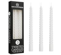 DECO EXPRESS Bougies Torsadées Dîner Lot de 3 ou 6 Anti-Gouttes Bougies Colorées Bougie Longue Durée 6h Non Parfumée Blanc