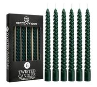 DECO EXPRESS Bougies Torsadées Dîner Lot de 3 ou 6 Anti-Gouttes Colorées Longue Durée 6h Non Parfumée (Vert, Lot de 6)