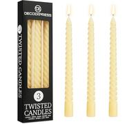 DECO EXPRESS Bougies Torsadées Lot de 3, Anti-Gouttes et Sans Parfum, Bougie Longue Durée 6h, Saint Valentin et Fetes des Mères Decoration Maison, Idee Cadeau (Ivoire, Lot de 3)