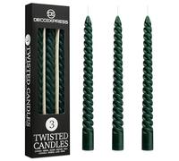 DECO EXPRESS Bougies Torsadées, Lot de 3 ou 6, Vert, Sans Parfum, Longue Durée 6 heures