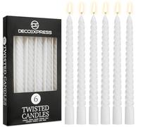 DECO EXPRESS Bougies Torsadées Lot de 6, Anti-Gouttes et Sans Parfum, Bougie Longue Durée 6h, Saint Valentin et Fetes des Mères Decoration Maison, Idee Cadeau (Blanc, Lot de 6)