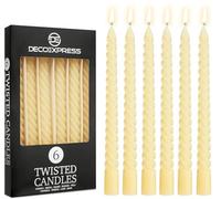 DECO EXPRESS Bougies Torsadées Lot de 6, Anti-Gouttes et Sans Parfum, Bougie Longue Durée 6h, Saint Valentin et Fetes des Mères Decoration Maison, Idee Cadeau (Ivoire, Lot de 6)