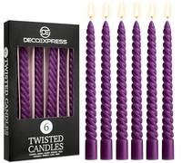 DECO EXPRESS Bougies Torsadées Lot de 6, Anti-Gouttes et Sans Parfum, Bougie Longue Durée 6h, Saint Valentin et Fetes des Mères Decoration Maison, Idee Cadeau (Violet, Lot de 6)
