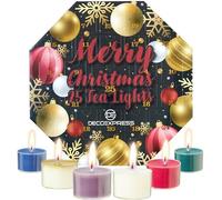 DECO EXPRESS Calendrier de l'Avent 2025, 24 Bougies Chauffe Plat, 1 Porte Bougie Céramique, Décoration de Noël, Brûle 6h, Idée Cadeau Femme Homme (Bougies Chauffe-Plat Parfumées)