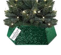 DECO EXPRESS Jupe de Sapin de Noël à Paillettes, Cache Pied de Sapin de Noel Brillant, Collerette Étincelante, Décoration Fête Festive, 68x25 cm (Vert Paillette)