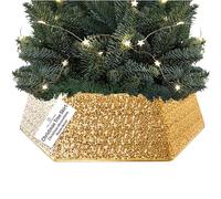 DECO EXPRESS Jupe de Sapin de Noël à Paillettes, Cache Pied de Sapin de Noel Brillant, Collerette Étincelante, Décoration Fête Festive, 68x25 cm (Or Paillette)