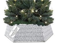 DECO EXPRESS Jupe de Sapin de Noël à Paillettes, Cache Pied de Sapin de Noel Brillant, Collerette Étincelante, Décoration Fête Festive, 68x25 cm (Argent Paillette)