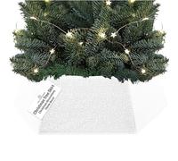 DECO EXPRESS Jupe de Sapin de Noël à Paillettes, Cache Pied de Sapin de Noel Brillant, Collerette Étincelante, Décoration Fête Festive, 68x25 cm (Blanc Paillette)