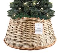 DECO EXPRESS Jupe de Sapin de Noël, Cache-Pied de Sapin Tressé, Collerette Naturelle pour Décorations de Noël, Déco Festive, 36 x 28 cm (Beige, Intérieur Supérieur 36 cm/Intérieur Inférieur 53 cm)