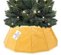 DECO EXPRESS Jupe de Sapin de Noël en Velours, Cache Pied Sapin de Noel Élégant, Col Festif, Décoration Fête Xmas, Réunions Familiales, 38x25 cm (Velours Or, Haut 38 cm/Base 65 cm)