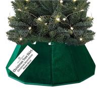 DECO EXPRESS Jupe de Sapin de Noël en Velours, Cache Pied Sapin de Noel Élégant, Col Festif, Décoration Fête Xmas, Réunions Familiales, 38x25 cm (Velours Vert, Haut 38 cm/Base 65 cm)