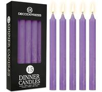 DECO EXPRESS Lot Bougies Rustiques Bougie Décorative Anti-Gouttes 15 Bougies Longue Durée 9 Heures Non Parfumées Fait Main (Violet - Lot de 15)