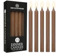 DECO EXPRESS Lot Bougies Rustiques Bougie Décorative Anti-Gouttes 15 Bougies Longue Durée 9 Heures Non Parfumées Fait Main (Marron - Lot de 15)
