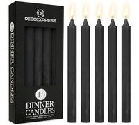 DECO EXPRESS Lot Bougies Rustiques Bougie Décorative Anti-Gouttes 15 Bougies Longue Durée 9 Heures Non Parfumées Fait Main (Noir - Lot de 15)